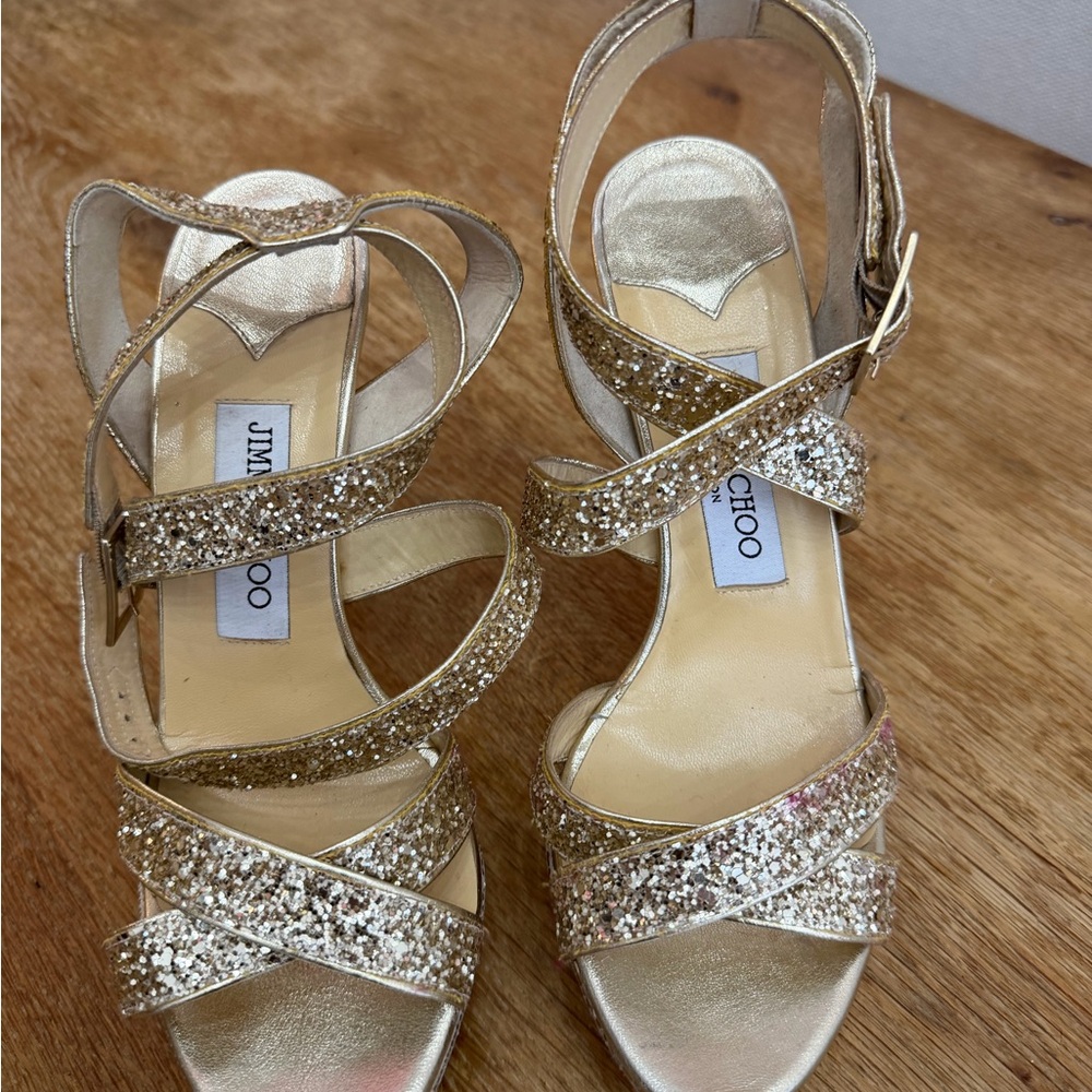 Jimmy Choo Sparkling Gold Heels